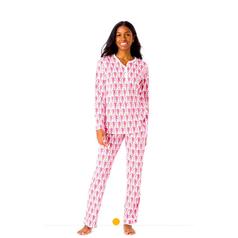 Roller Rabbit Monkey long sleeve long pants pajama set / size L
